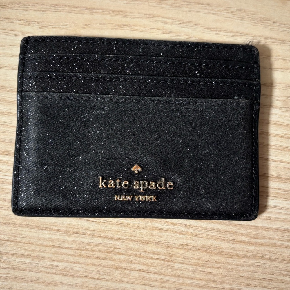 Kate Spade Black Glitter Card Holder